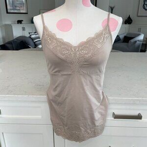 Marks and Spencer Polyamide Blend Shapewear Chemise w Lace Fawn Sz UK 16/US 12